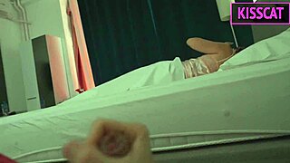 stepsons sees stepmom masturbate hotel bed so fucks her rough quickie