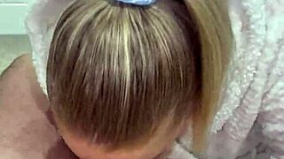 stepmom sneaks in grabs my big dick deepthroat then doggy fuck ends with bathroom tit cum