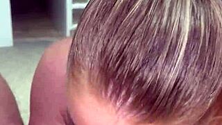 stepmom sneaks in grabs my big dick deepthroat then doggy fuck ends with bathroom tit cum