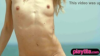 Hey check this slender blonde italian milf stripping bare at beach