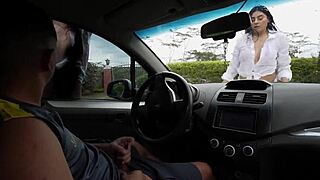 melany latina trades car wash for colombian group sex