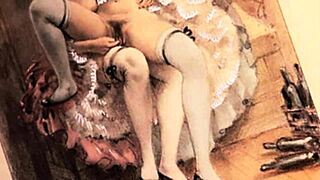 vintage hairy erotic art teases antique retro curves in soft shadowed poses