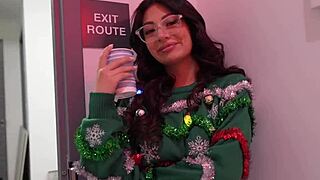 my slutty coworker cami strella sucked my cock at the office christmas party