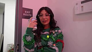 my slutty coworker cami strella sucked my cock at the office christmas party