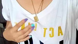 Sexy nympho latina teen babe strips nude perfect body college tease