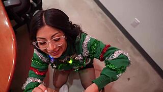 my slutty coworker cami strella sucked my cock at the office christmas party