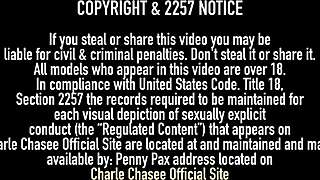 Charlee Chase licks her pussy dildo after deep solo fucking in lingerie