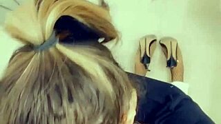 Adorable Shemale Slut Kneels for Horny Cock Worship