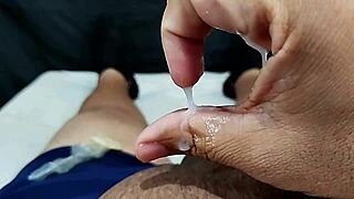 hey watch my small foreskin dick jerk and cum while girlfriend masturbates her wet pussy part 11