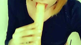 Adorable Shemale Slut Kneels for Horny Cock Worship