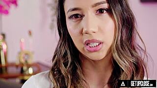 up close petite kimora quin creampied then swaps cum with zane walker