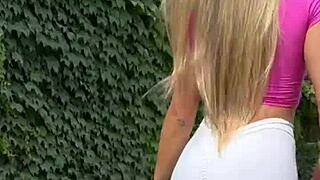 SEXY BLONDE COWGIRL DOUBLE PENETRATION IN LINGERIE