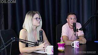 Charllottye's sheer red Bora cast with Bruna Carlos