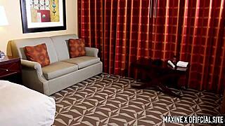 maxine x grinds toy on clit while sean michael pounds her tight ass hard from behind