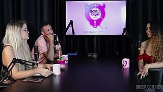 Charllottye's sheer red Bora cast with Bruna Carlos