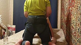 Anastasia owns sissy Sasha's ass with her huge strapon doggystyle domination 😈🍆🔥