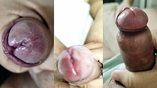 Watch me jerk my tiny foreskin dick while gf cums hard on her juicy tits