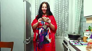 A chubby milf pees by Christmas tree then soaks vintage stockings in amateur fetish compilation