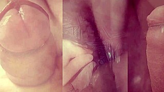 Watch me jerk my tiny foreskin dick while gf cums hard on her juicy tits