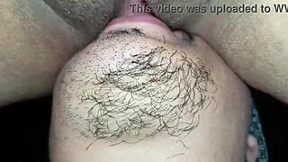 Rich daddy licks stepdaughter's big clit pussy till she squirts moaning!