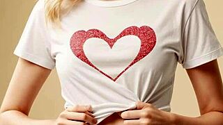 valentine's day cutie slips into shirt and panties, barefoot and teasing in lingerie