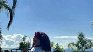 wanna see this chubby ebony babe farting wildly by the pool?