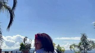 wanna see this chubby ebony babe farting wildly by the pool?