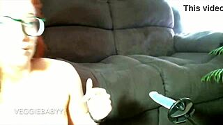 camgirl veggiebabyy bends over food pierced pussy for doggystyle machine fuck cums hard