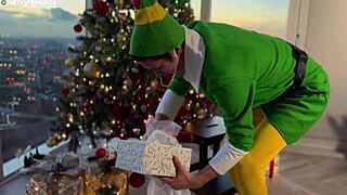 Do Aaliyah and Yasmina Punish Naughty Elf with Big Tits Pussy Lick?