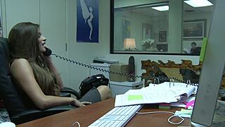 Madelyn's boss bends her over desk for secret doggystyle pounding behind hubby's back