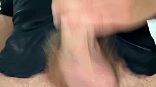 sensual hard cock close-up in sexy slips teases before massive cumshot explosion