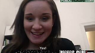 myrna joy flashes big tits as bartender then public pickup fuck