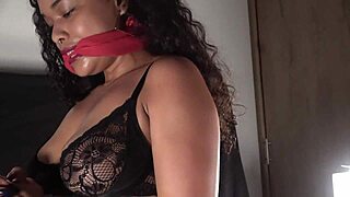 Colombian brunette in black lingerie dances gagged and tied then pounded pov