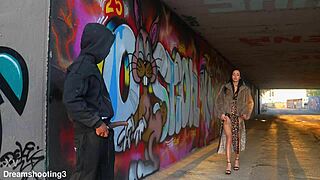 Dominicano pounds Italian beauty's big pussy missionary under Barcelona bridge with monster cock creampie.