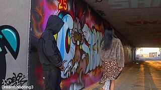 Dominicano pounds Italian beauty's big pussy missionary under Barcelona bridge with monster cock creampie.