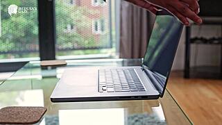 hey louise lee teases her big tits with toys at work 😈 then assfucks coworker 🍑🔥