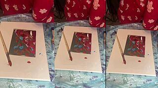 Wearing big eyeglasses for asmr acrylic art bloom in mist part 1