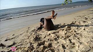 elvie slutty ebony gets beach fucked outdoors part 3 with big ass bouncing