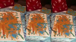 Wearing big eyeglasses for asmr acrylic art bloom in mist part 1