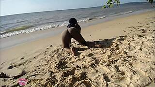 elvie slutty ebony gets beach fucked outdoors part 3 with big ass bouncing