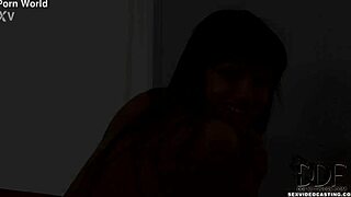 blue eyed brunette teases big fake tits and trimmed pussy close