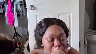 😍 whoa, check this ebony babe giving that sloppy morning head with spit and love! 💦👅