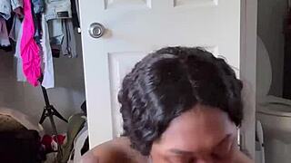 😍 whoa, check this ebony babe giving that sloppy morning head with spit and love! 💦👅