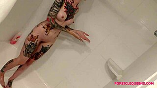 flame jade's shower feels so sensual on her nude curves