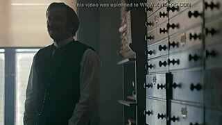 horny police captain flashes cock to busty blonde dakota fanning at work