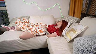 Step Son Santa Tricks Step Mom New Year's Couch Creampie Huge Tits Wish