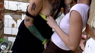 Graffiti Girls Bent Over for Double Penetration and Strapon Doggystyle