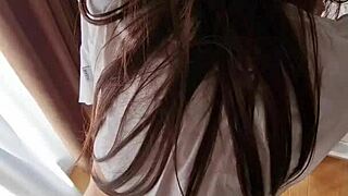 Beautiful big-titted girl takes doggystyle cumshot then intense anal pounding