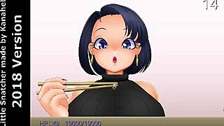 Tall brunette Aoi's huge belly digestion by little snatcher