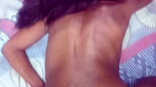 Skinny black domestic worker bends over closely with white boss in heated encounter